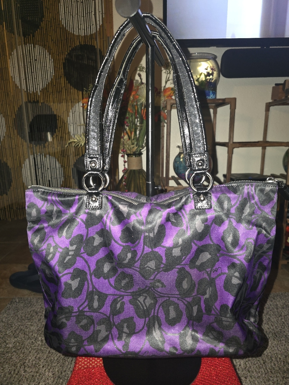 Coach Poppy Ocelot Leopard Print Glam Tote - Picture 5 of 10
